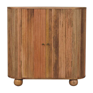 Petra Sideboard Cabinet Rounded Ribbed Natural Oak Ball Feet Twin-Door