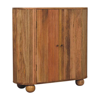 Petra Sideboard Cabinet Rounded Ribbed Natural Oak Ball Feet Twin-Door