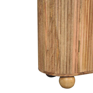 Petra Sideboard Cabinet Rounded Ribbed Natural Oak Ball Feet Twin-Door