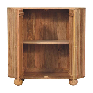 Petra Sideboard Cabinet Rounded Ribbed Natural Oak Ball Feet Twin-Door