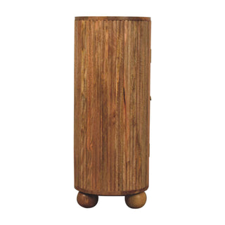 Petra Sideboard Cabinet Rounded Ribbed Natural Oak Ball Feet Twin-Door