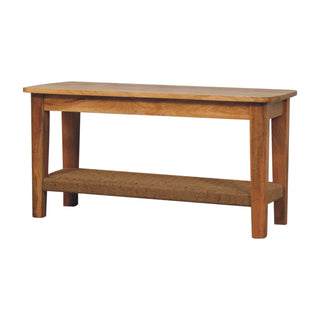 Haven Coffee Table Solid Wood Woven Rope Shelf Chunky Top Natural Oak