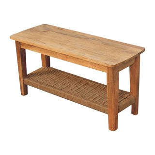 Haven Coffee Table Solid Wood Woven Rope Shelf Chunky Top Natural Oak