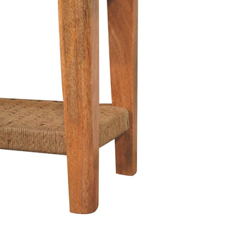 Haven Coffee Table Solid Wood Woven Rope Shelf Chunky Top Natural Oak