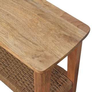 Haven Coffee Table Solid Wood Woven Rope Shelf Chunky Top Natural Oak