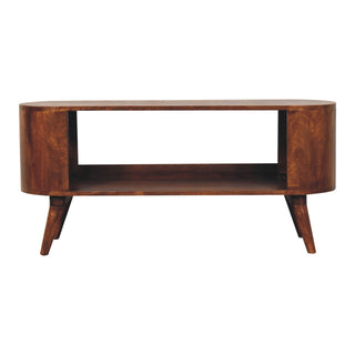 Arlo Shoe Cabinet Open-Slot Oval Bench Chestnut Mango Entryway