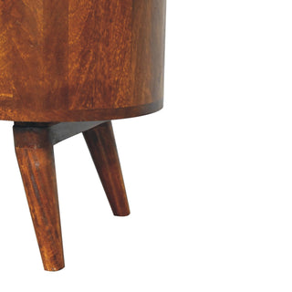 Arlo Shoe Cabinet Open-Slot Oval Bench Chestnut Mango Entryway