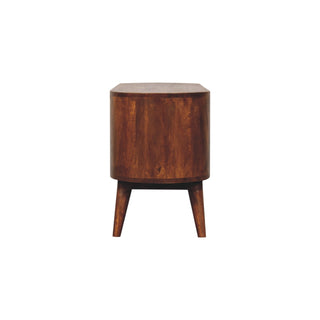 Arlo Shoe Cabinet Open-Slot Oval Bench Chestnut Mango Entryway