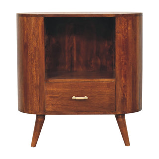 Corso Display Cabinet Oval Open-Slot With Drawer Chestnut T-Bar Handle