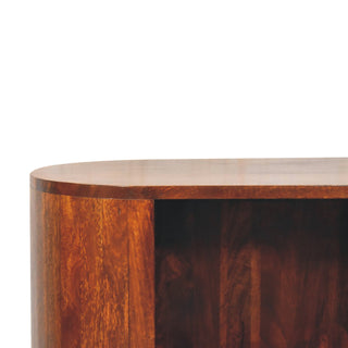 Corso Display Cabinet Oval Open-Slot With Drawer Chestnut T-Bar Handle