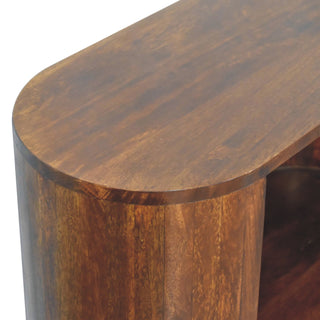 Corso Display Cabinet Oval Open-Slot With Drawer Chestnut T-Bar Handle