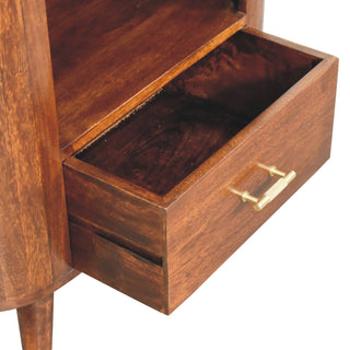 Corso Display Cabinet Oval Open-Slot With Drawer Chestnut T-Bar Handle