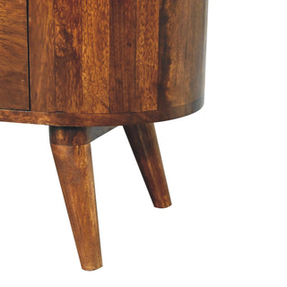 Corso Display Cabinet Oval Open-Slot With Drawer Chestnut T-Bar Handle
