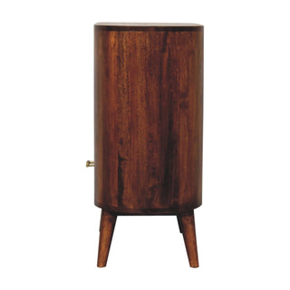 Corso Display Cabinet Oval Open-Slot With Drawer Chestnut T-Bar Handle