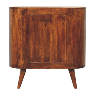 Corso Display Cabinet Oval Open-Slot With Drawer Chestnut T-Bar Handle