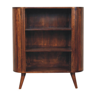 Revel Display Cabinet Tall Open Shelves Curved Sides Dark Chestnut No-Door