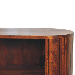 Revel Display Cabinet Tall Open Shelves Curved Sides Dark Chestnut No-Door