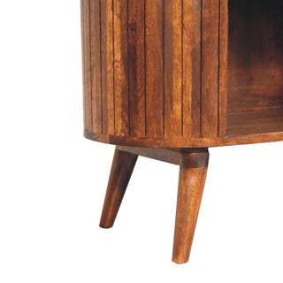 Revel Display Cabinet Tall Open Shelves Curved Sides Dark Chestnut No-Door