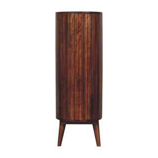 Revel Display Cabinet Tall Open Shelves Curved Sides Dark Chestnut No-Door