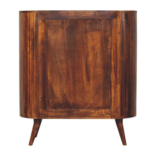 Revel Display Cabinet Tall Open Shelves Curved Sides Dark Chestnut No-Door
