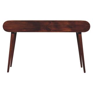 Archer Writing Desk Mango Wood Arch Knee Recess Dual Drawers Rounded Ends