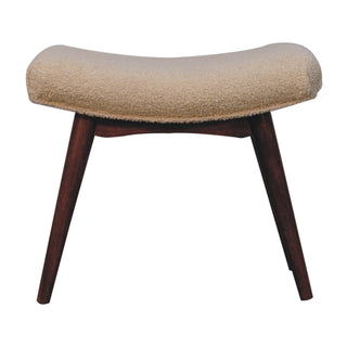 Savo Bedroom Bench Cream Bouclé Curved Saddle Seat Honey Caramel Nordic Splayed Legs