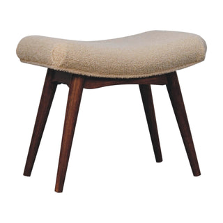 Savo Bedroom Bench Cream Bouclé Curved Saddle Seat Honey Caramel Nordic Splayed Legs