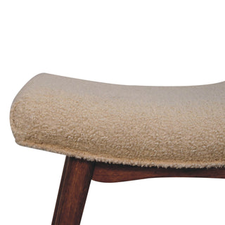 Savo Bedroom Bench Cream Bouclé Curved Saddle Seat Honey Caramel Nordic Splayed Legs