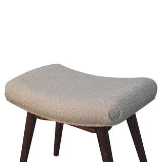 Savo Bedroom Bench Cream Bouclé Curved Saddle Seat Honey Caramel Nordic Splayed Legs