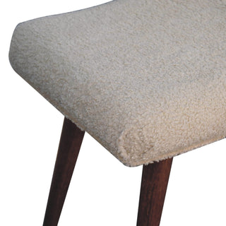 Savo Bedroom Bench Cream Bouclé Curved Saddle Seat Honey Caramel Nordic Splayed Legs