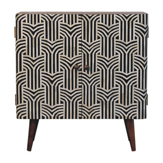 Edessa Bone Inlay Cabinet Art Deco Black White