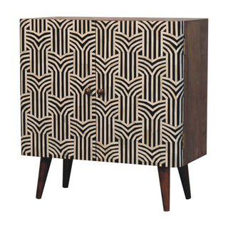 Edessa Bone Inlay Cabinet Art Deco Black White
