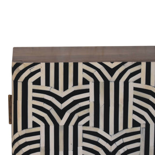 Edessa Bone Inlay Cabinet Art Deco Black White
