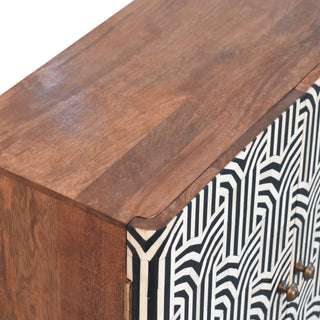 Edessa Bone Inlay Cabinet Art Deco Black White