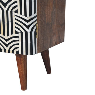Edessa Bone Inlay Cabinet Art Deco Black White