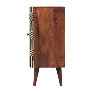 Edessa Bone Inlay Cabinet Art Deco Black White