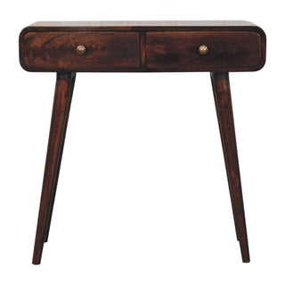 Neva Hallway Console Table with Drawers Light Walnut Curved Pill Frame