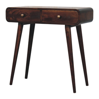 Neva Hallway Console Table with Drawers Light Walnut Curved Pill Frame