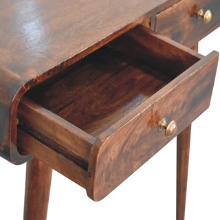 Neva Hallway Console Table with Drawers Light Walnut Curved Pill Frame
