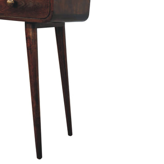 Neva Hallway Console Table with Drawers Light Walnut Curved Pill Frame