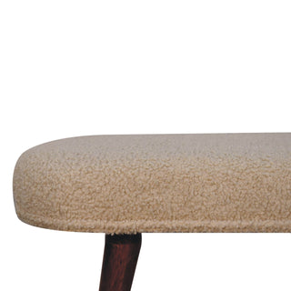 Camel Upholstered Bench Honey Caramel Boucle Smooth Oval Seat Near-Black Nordic Legs