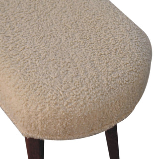 Camel Upholstered Bench Honey Caramel Boucle Smooth Oval Seat Near-Black Nordic Legs