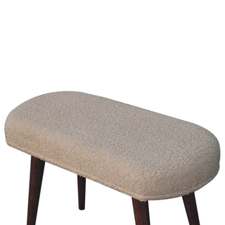 Camel Upholstered Bench Honey Caramel Boucle Smooth Oval Seat Near-Black Nordic Legs