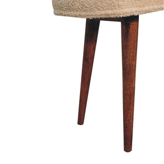 Camel Upholstered Bench Honey Caramel Boucle Smooth Oval Seat Near-Black Nordic Legs