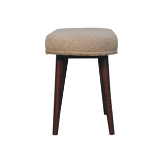 Camel Upholstered Bench Honey Caramel Boucle Smooth Oval Seat Near-Black Nordic Legs