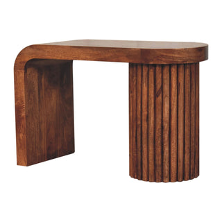 Arch Coffee Table Solid Mango Wood Waterfall Fluted Column Honey Caramel