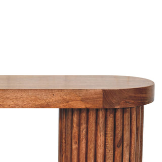 Arch Coffee Table Solid Mango Wood Waterfall Fluted Column Honey Caramel