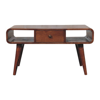 Lasso Coffee Table with Drawer Open Loop Ends Mango Wood Honey Caramel