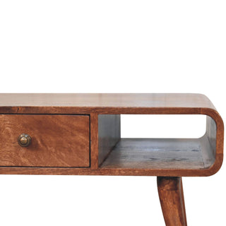 Lasso Coffee Table with Drawer Open Loop Ends Mango Wood Honey Caramel