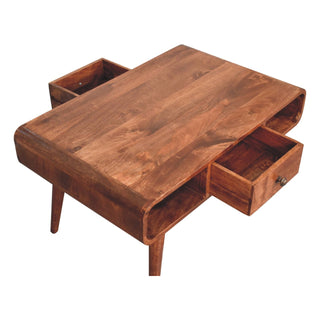 Lasso Coffee Table with Drawer Open Loop Ends Mango Wood Honey Caramel